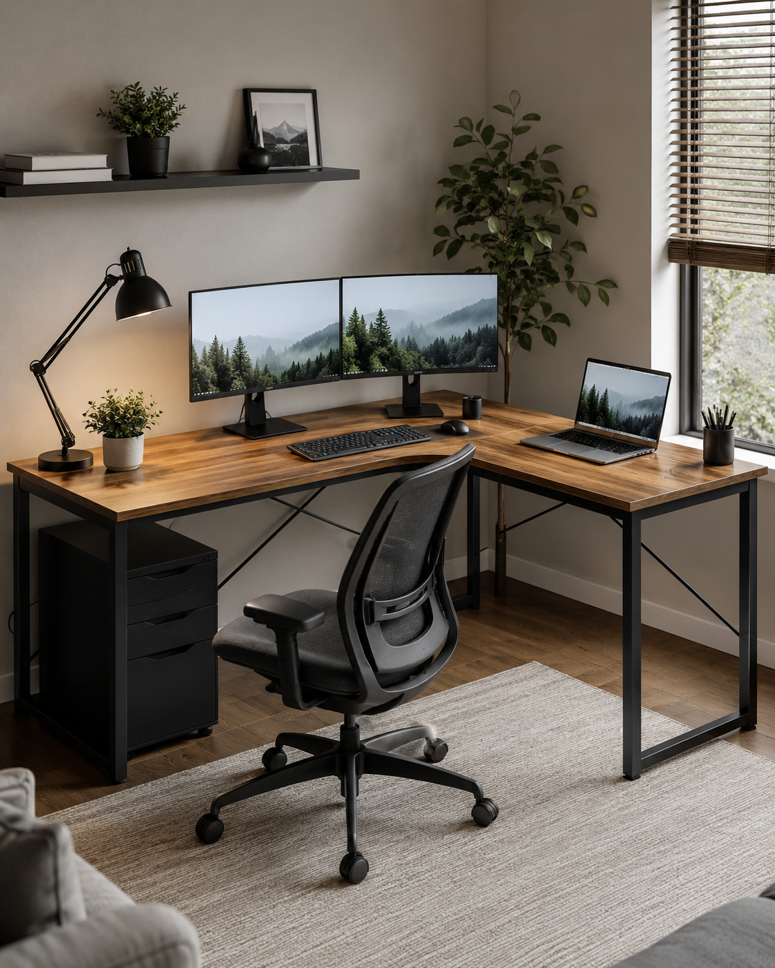 Skinbloomnest™ L-Shaped Computer Desk