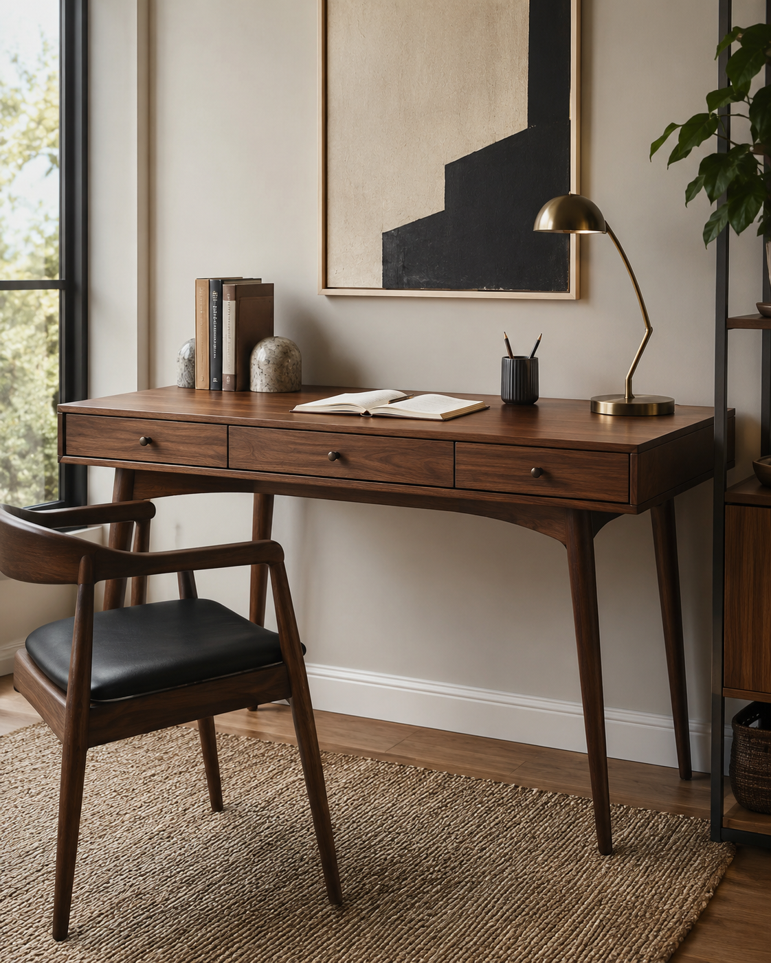 Skinbloomnest™ Mid-Century Wood Writing Desk